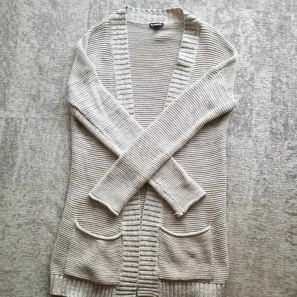 S - Beige Long Cardigan - Express - Picture 2 of 4